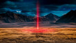 © edojob - Red laser beam emitting from ground in mountain desert landscape