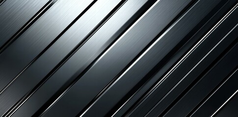 Aufkleber - A sleek diagonal pattern of shiny metallic surfaces reflecting light.