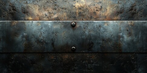 Aufkleber - A textured metal surface with a central strip and rivets, showcasing industrial design.