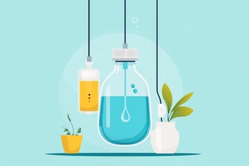 Poster - A clean, flat design of an IV drip bag with simple tubing and a droplet icon