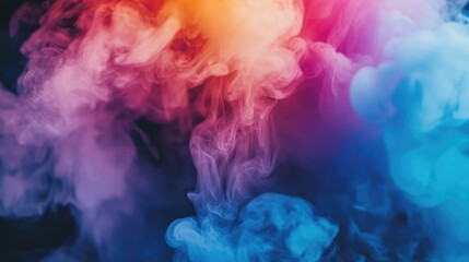 Wall Mural - colorful abstract smoke swirls on a dark background creating vibrant visual effects for artistic and