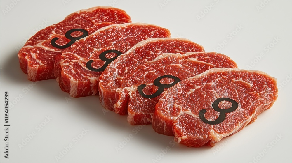 Butcher Number Four cuts of meat labeled with numbers for identification. Stock ...