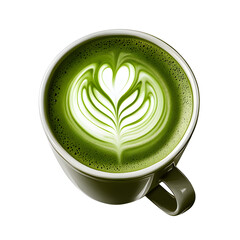 Sticker - green matcha latte isolated on transparent background Generative Ai.