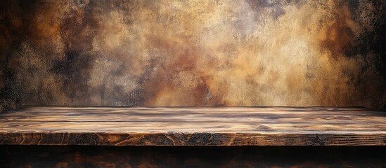 Wall Mural - rustic wooden table poised against a softly blurred abstract backdrop perfect for product display an