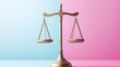 © MetaPixel - Balanced Scales Symbolizing Gender Equality and Social Justice Advocacy Concept Against Pink and Blue Background Representing Diversity and Rights