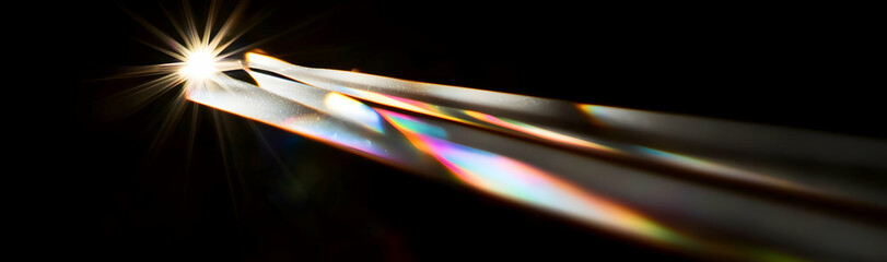 Wall Mural - Prism Light Leak and Bokeh Effects on Black Background  -