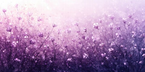 Wall Mural - A dreamy landscape of delicate flowers in soft purple hues, creating a serene atmosphere.