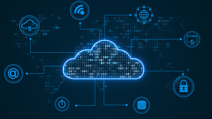 Cloud technology. Integrated digital web concept background