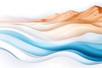 Aufkleber - A simple flat design of the Dead Sea with soft gradients of blue and white representing its unique landscape