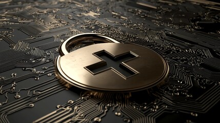 Wall Mural - the idea of cybersecurity depicted using digital padlocks and shields