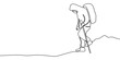© berkahlineart - Man Hiking with Stick. Symbolizing Adventure, Health, and Nature. One Line Drawing for Hiking