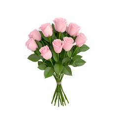 Wall Mural - elegant pink roses bouquet with lush green leaves. transparent background. transparent background.