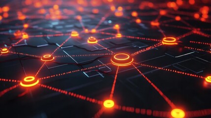 Wall Mural - abstract network connections with glowing nodes and lines
