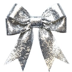 Wall Mural - A shiny silver bow with a textured surface, suitable for gift wrapping or decoration.