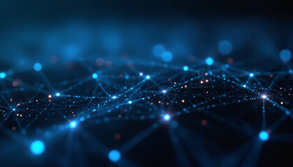 Wall Mural - blue network grid with interconnected nodes: a blue network grid with interconnected nodes, symboliz