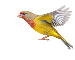 Isolated Flying Yellow Finch Bird