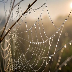spider web with dew drops