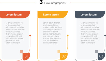 Wall Mural - 3 color three rectangular elements placed in horizontal row. concept of 3 steps of business developm