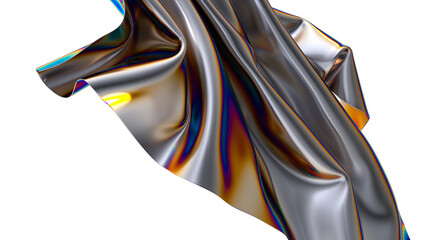 Poster - Metallic fabric with an iridescent sheen flowing gracefully