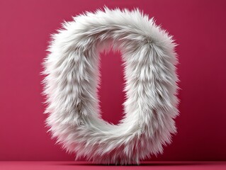 Wall Mural - A white fur letter D on a red background