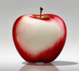 Wall Mural - luscious red apple silhouette on white background