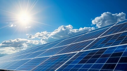 Wall Mural - solar cell in solar farm, alternative energy and sustainable energy, photovoltaic, pure energy renew