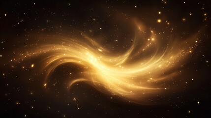 Wall Mural - a swirling golden galaxy illuminated against a starry backdrop, showcasing cosmic beauty and the mys