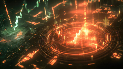 Wall Mural - futuristic digital interface with data visualization and technology elements