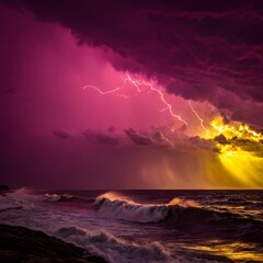 Wall Mural - sky, sea, cloud, sunset, water, nature, storm, ocean, sun, clouds, light, blue, landscape, sunrise, 