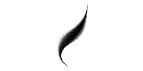 Wavy black brushstroke abstract art isolated on transparent background.