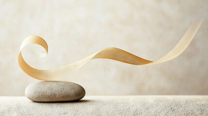 Wall Mural -   A white rock sits atop a white counter, beside a roll of white tape on top of another rock