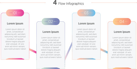 Wall Mural - Business infographic template. 4 Step timeline journey. Process diagram, 4 options on white background, Infographics elements vector illustration.