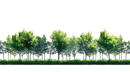 Green trees isolated on white background with clipping path for design work.