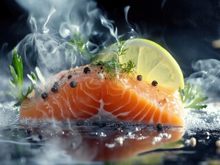 Canvas Print - Grilled Salmon with Lemon