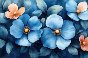 Canvas Print - A detailed view of a cluster of blue flowers, perfect for use in designs and layouts where a small floral element is needed