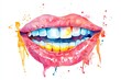 © Alena - A watercolor illustration of a mouth with visible teeth