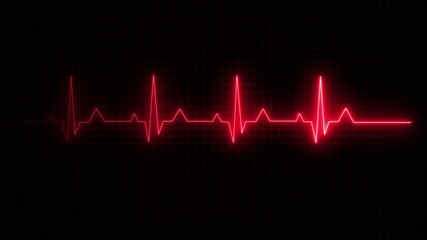 Neon heartbeat icon animation. heartbeat line neon light heart rate display screen medical research