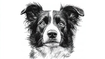 Poster - A Detailed Pen And Ink Drawing Of A Border Collie Dog