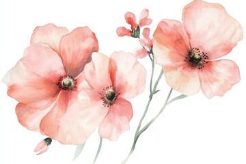 Wall Mural - A bouquet of pink flowers against a clean white background