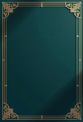 Gold art deco frame on dark green background