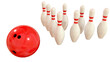© sea and sun - bowling  pins row ball isolated cut out for background - 3d rendering
