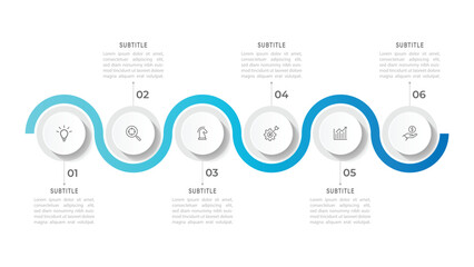 Wall Mural - vector infographic circle design template with 6 option or steps.