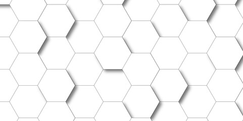 Wall Mural - Hexagonal Surface polygon pattern shape structure light seamless geometric background. Hexagon 3d background texture design. Abstract background with white color hexagons and seamless pattern vector