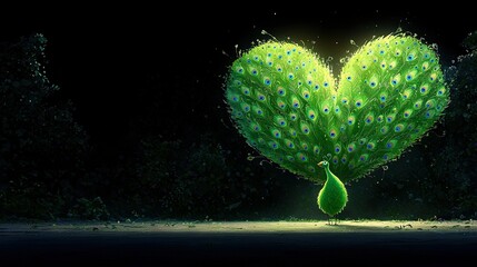 Wall Mural -   Green Heart Plant and Pea on Dark Background