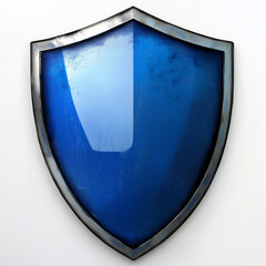 Aufkleber - Blue glossy shield protecting against threats on white background