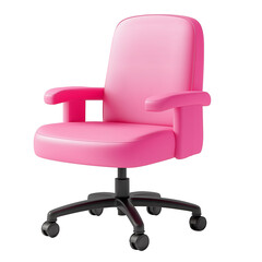Poster - Pink office chair standing on white background
