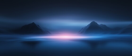 a mountain range is reflected in the water