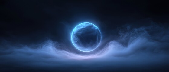 Wall Mural - A blue and purple circle is in the center of a cloudy sky