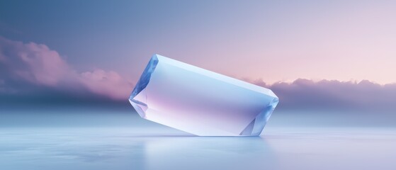 Poster - A blue crystal cube is on a white surface