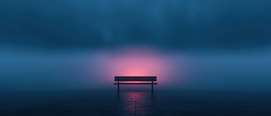 Wall Mural - a bench is sitting on a wet sidewalk in the rain